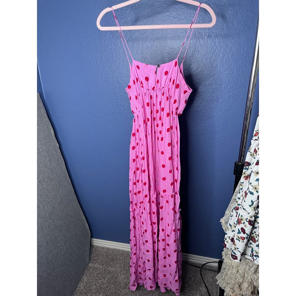 Anthropologie S/W/F Corisande Pink Red Polka Dot Strappy Maxi Dress Medium - Picture 4 of 5